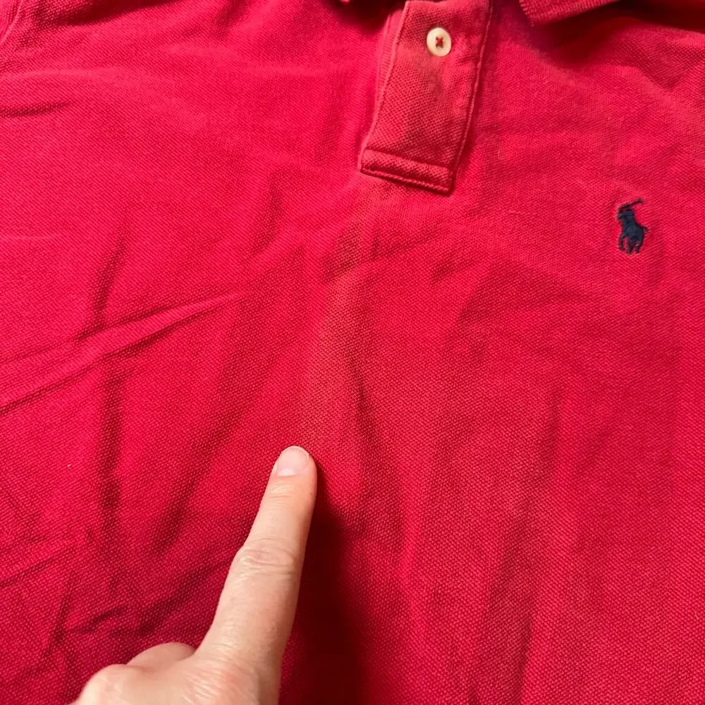 Ralph Lauren Red Oxford Polo Shirt - Medium 12/14
